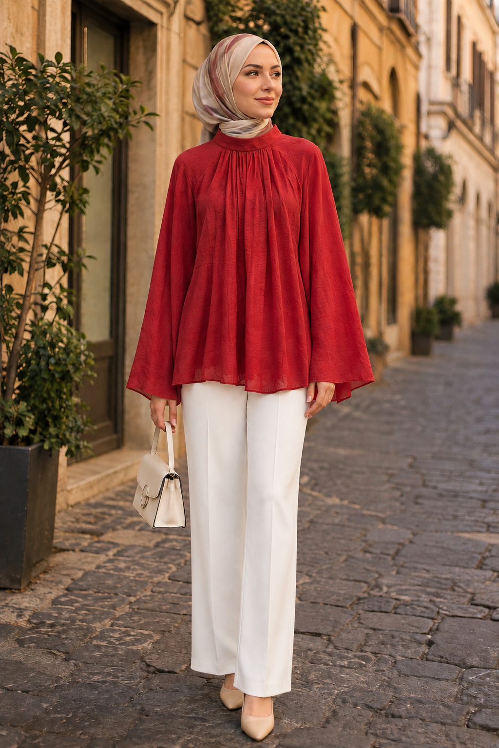 Bel Bağlamalı Peplum Bluz