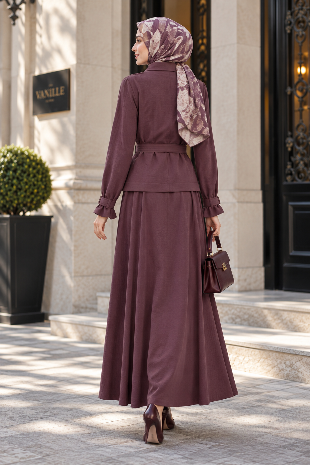 Kuşak Detaylı Jile & Ceket Takım