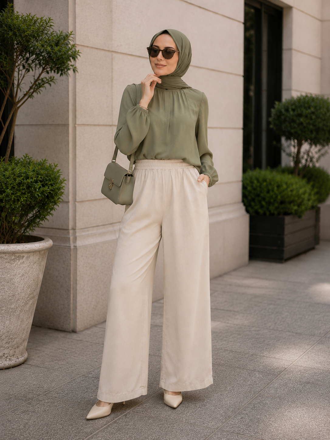 Tencel Pantolon Bej
