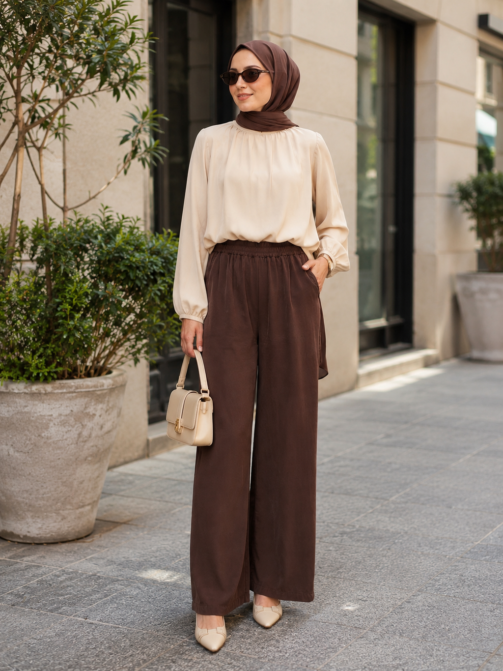 Tencel Pantolon Koyu Kahve