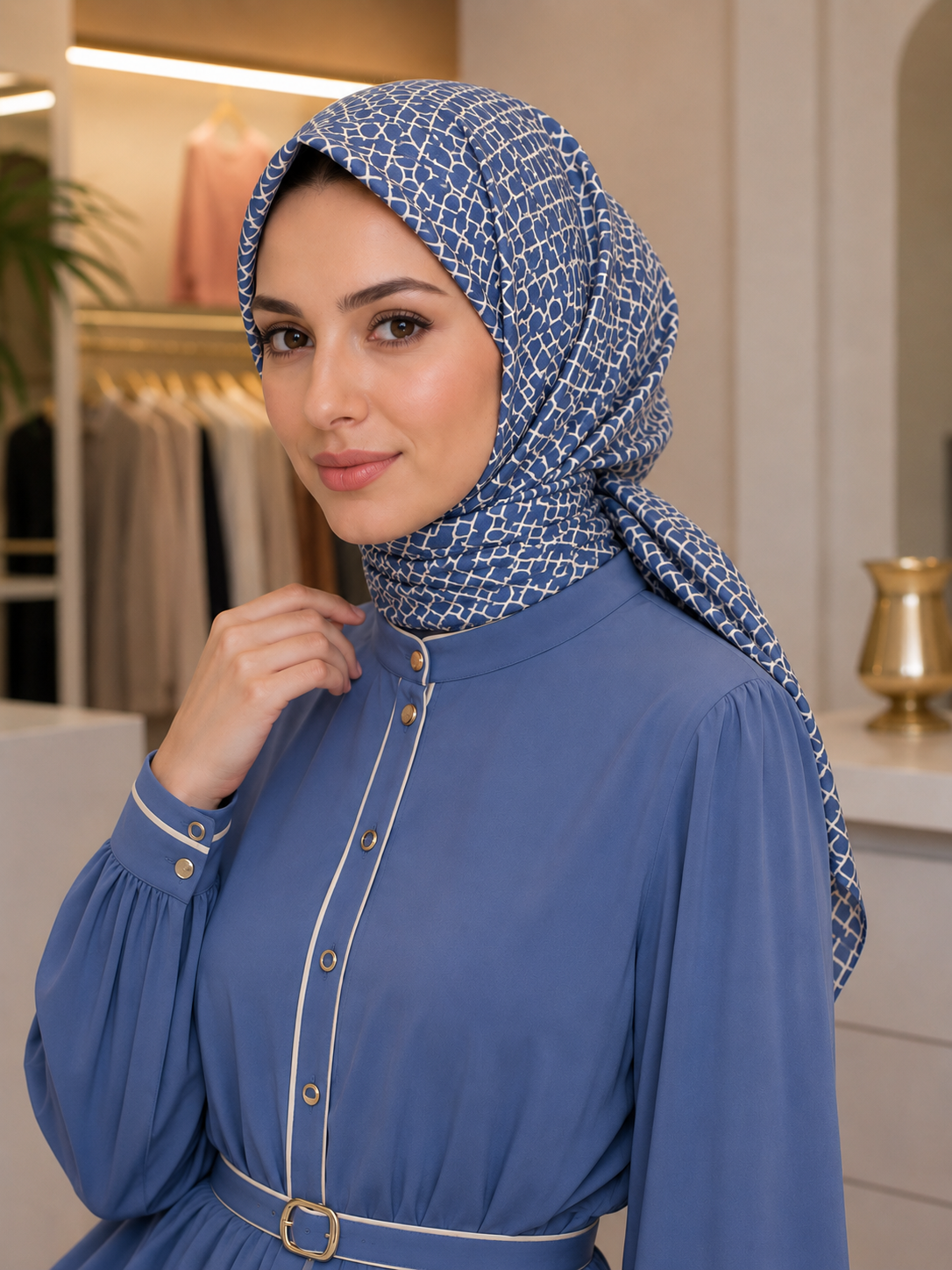 Levid’or Twill İpek Eşarp / Geometrik Desen