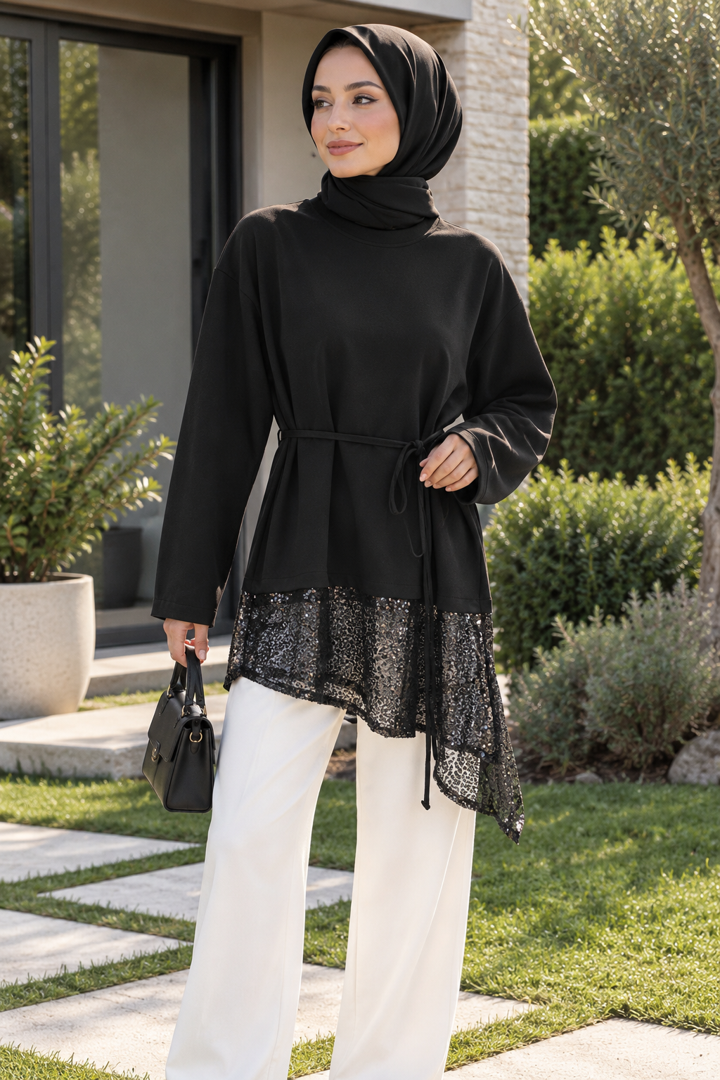 Asimetrik Dantelli Sweat
