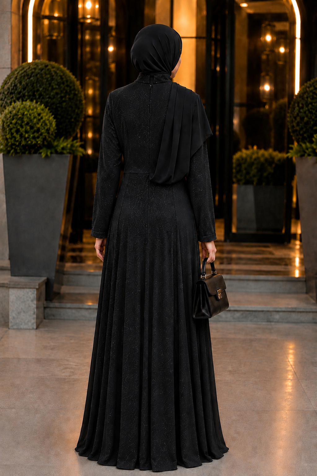 Sim Kumaşlı Drape Detaylı Abiye