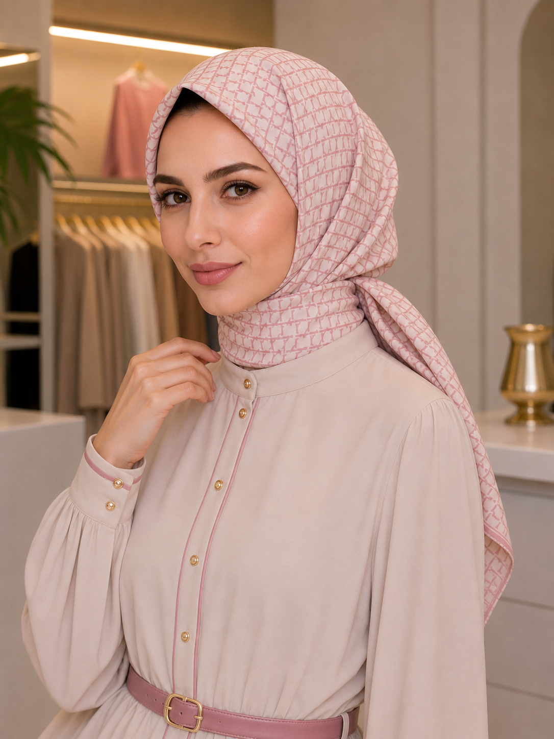 Levid’or Twill İpek Eşarp / Geometrik Desen