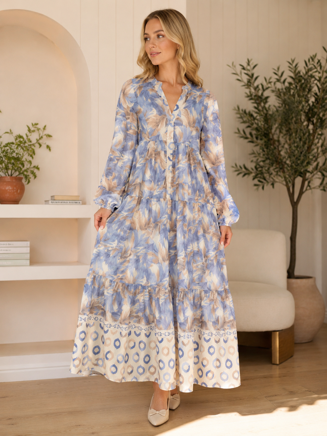 Batik Desen Katlı Elbise
