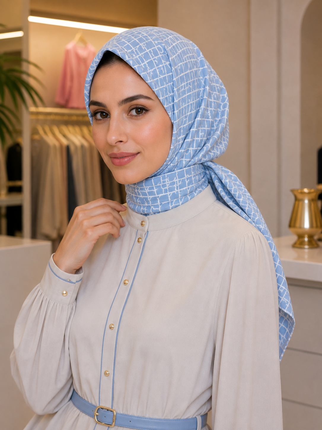 Levid’or Twill İpek Eşarp / Geometrik Desen