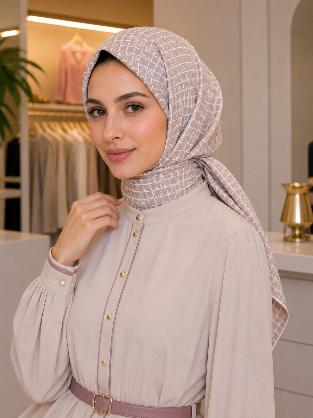 Levid’or Twill İpek Eşarp / Geometrik Desen