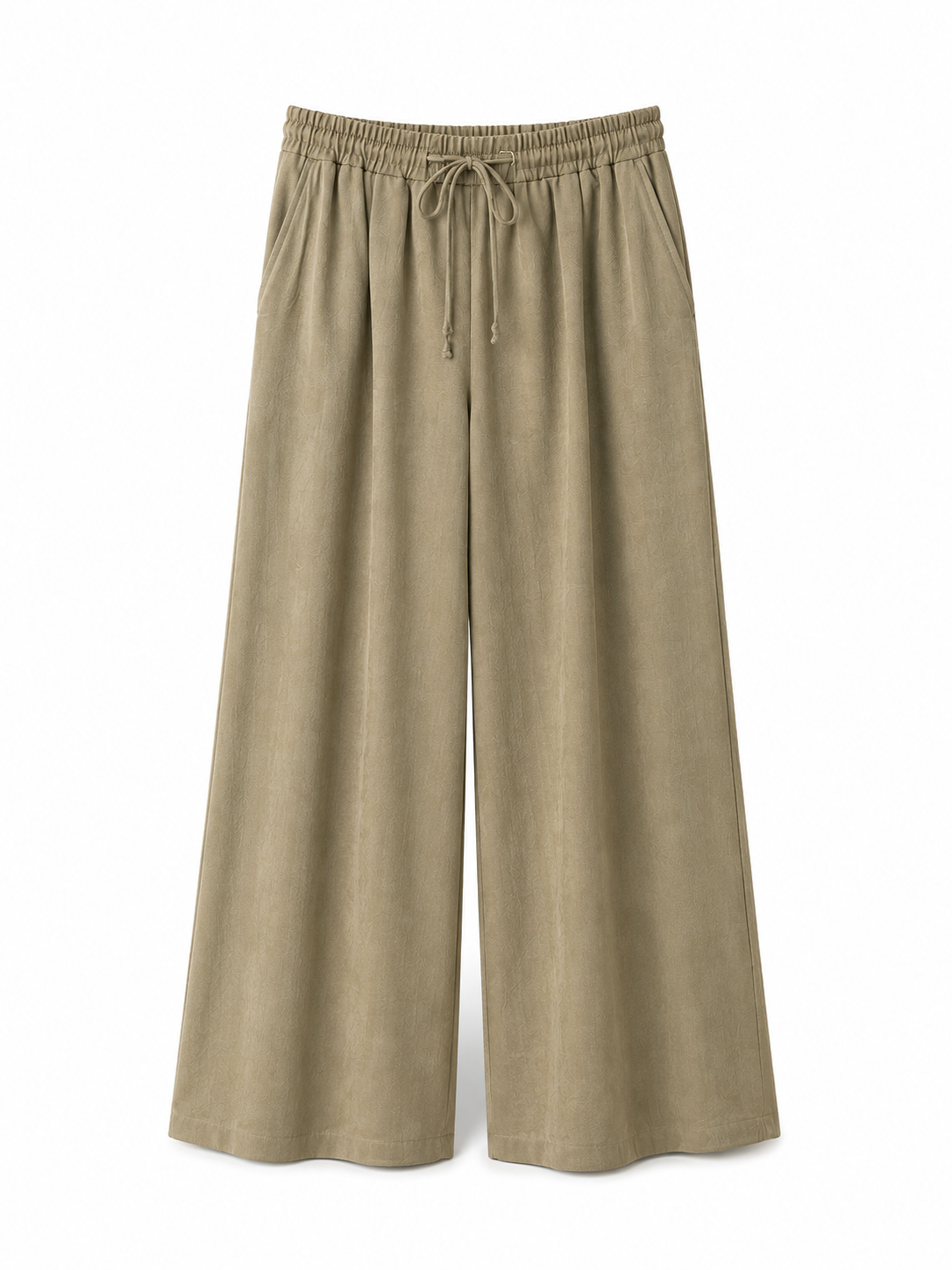 Beli Lastikli Rayon Pantolon Zeytin Yeşili