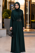 Sim Kumaşlı Drape Detaylı Abiye