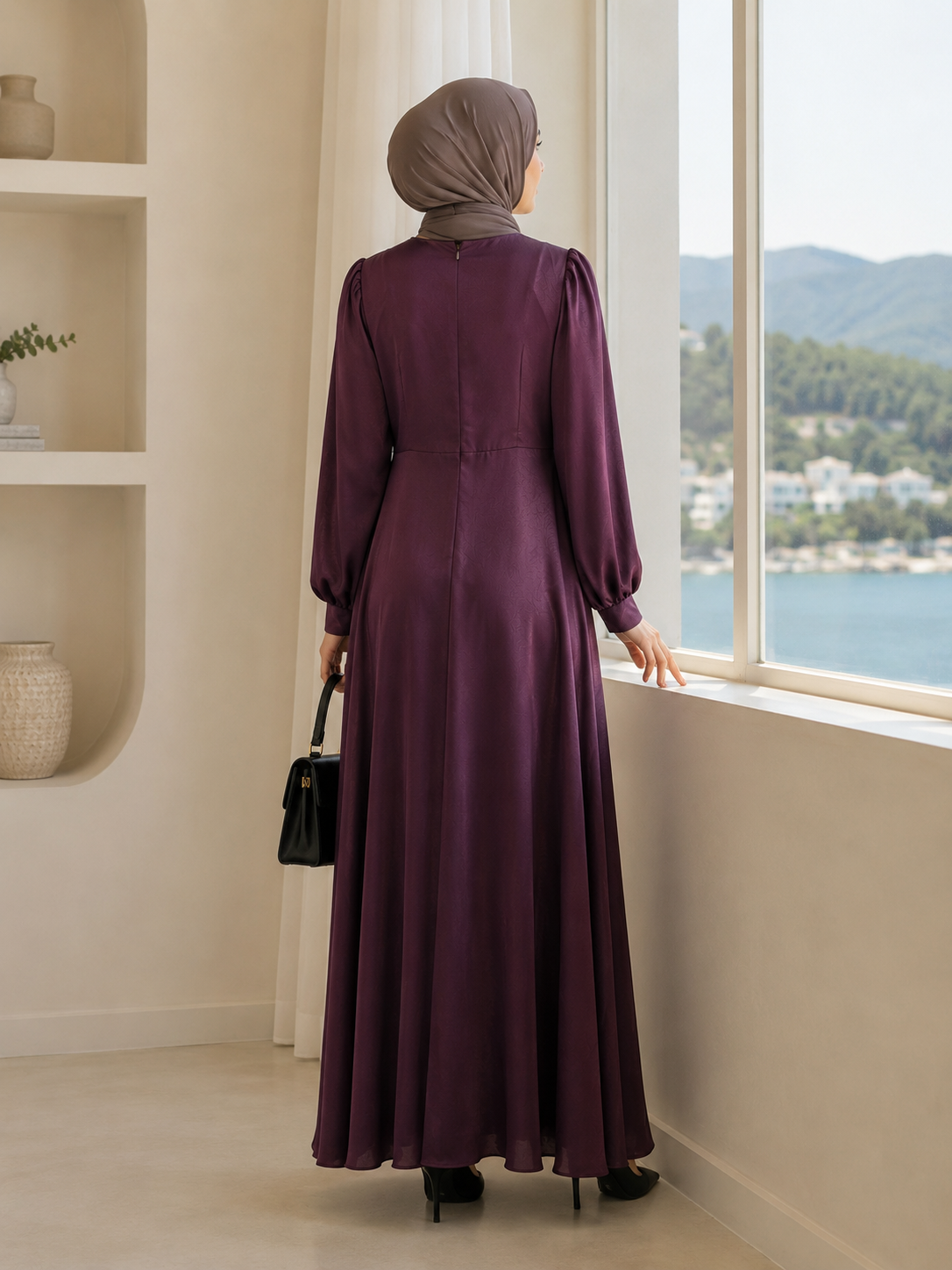 Kruvaze Drape Detaylı Saten Abiye