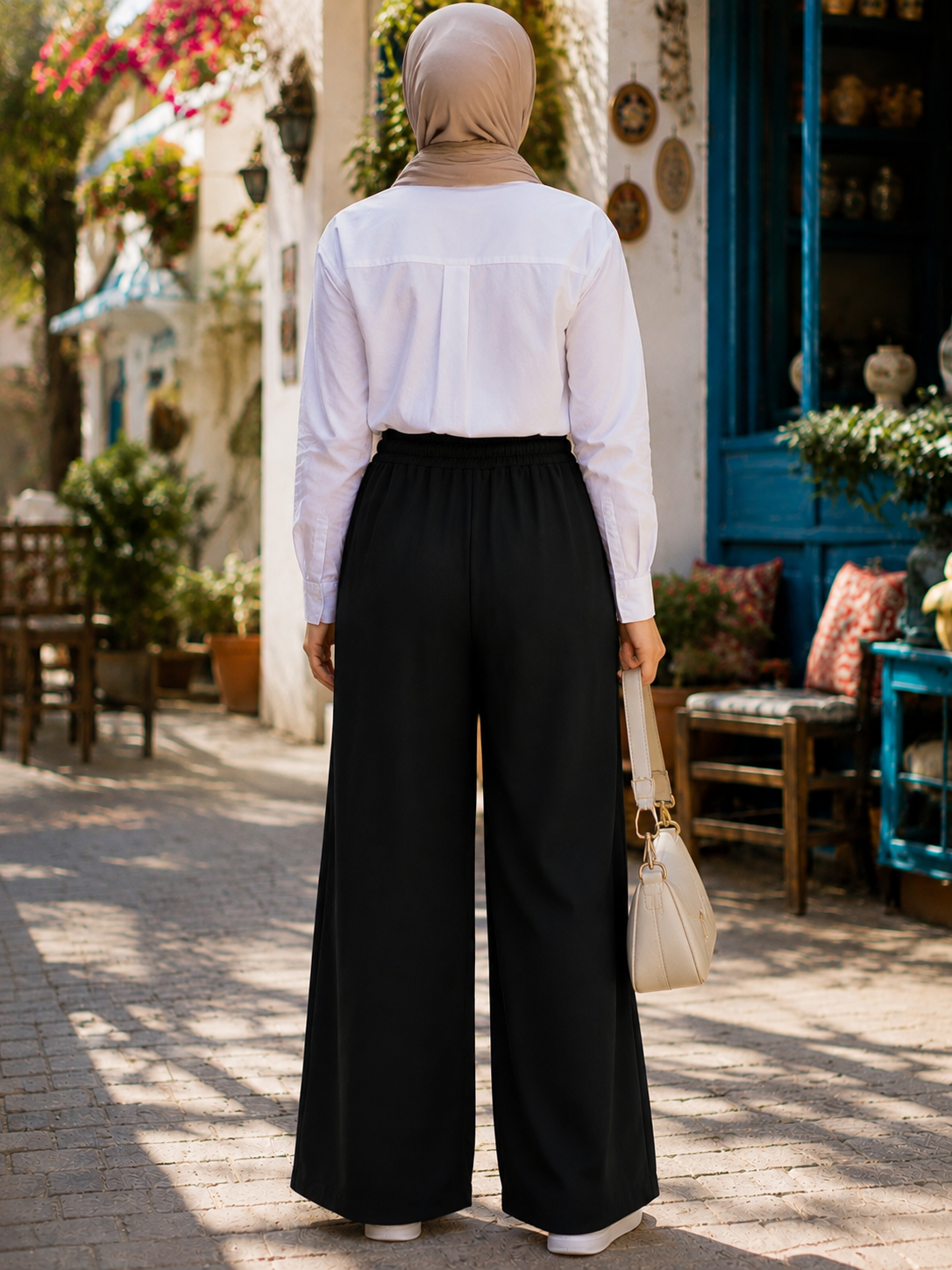 Beli Lastikli Rayon Pantolon Siyah