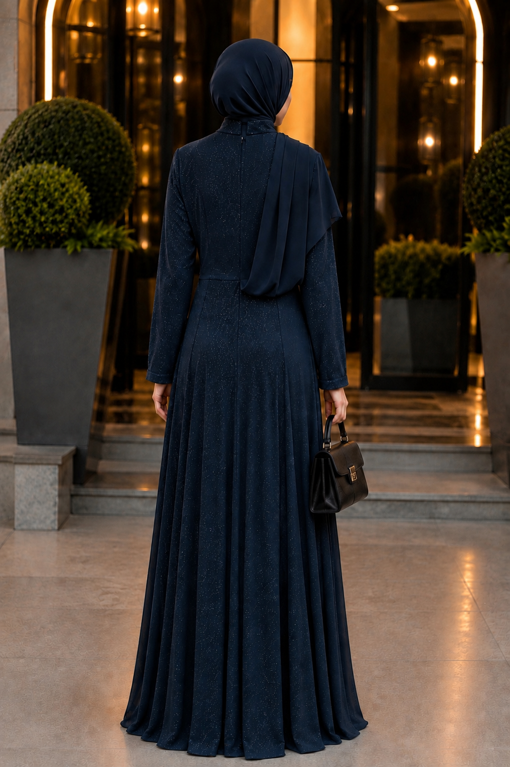 Sim Kumaşlı Drape Detaylı Abiye