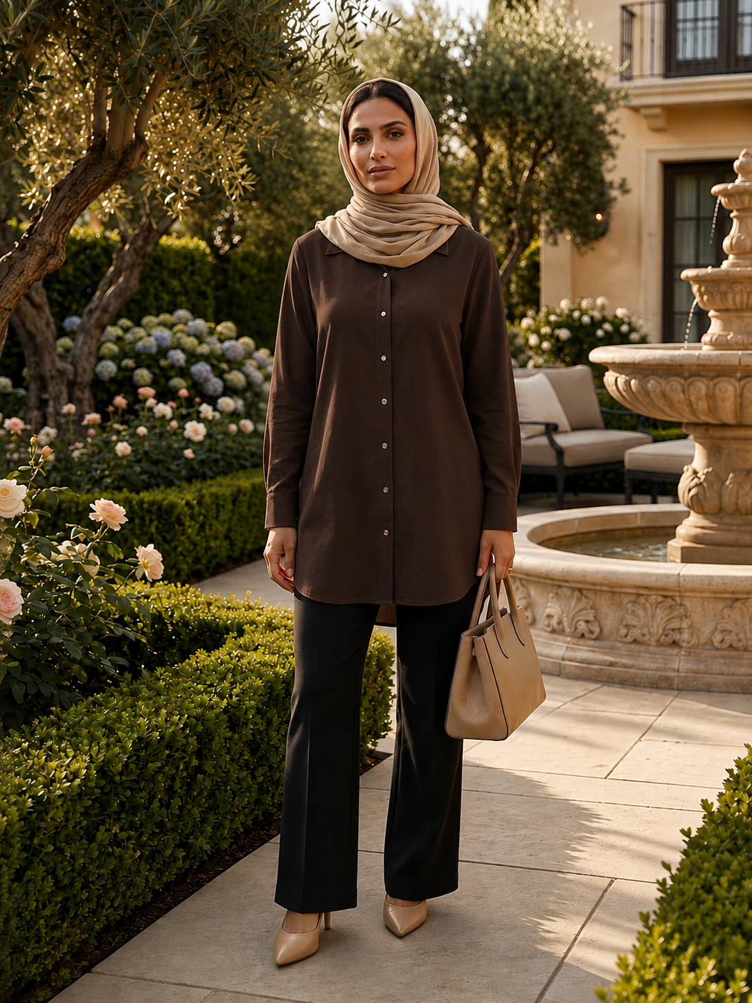 Tencel Tunik Koyu Kahve